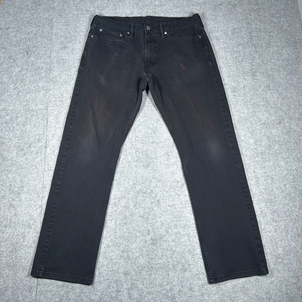 Levi's Denim Jeans Men 34x32 Black 513 Slim Straight Casual Workwear Pants